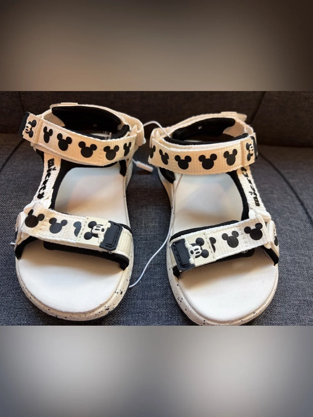 Zara Beige and Black Kids Mickey Sandals size US 8.6 toddler  unisex EU 25